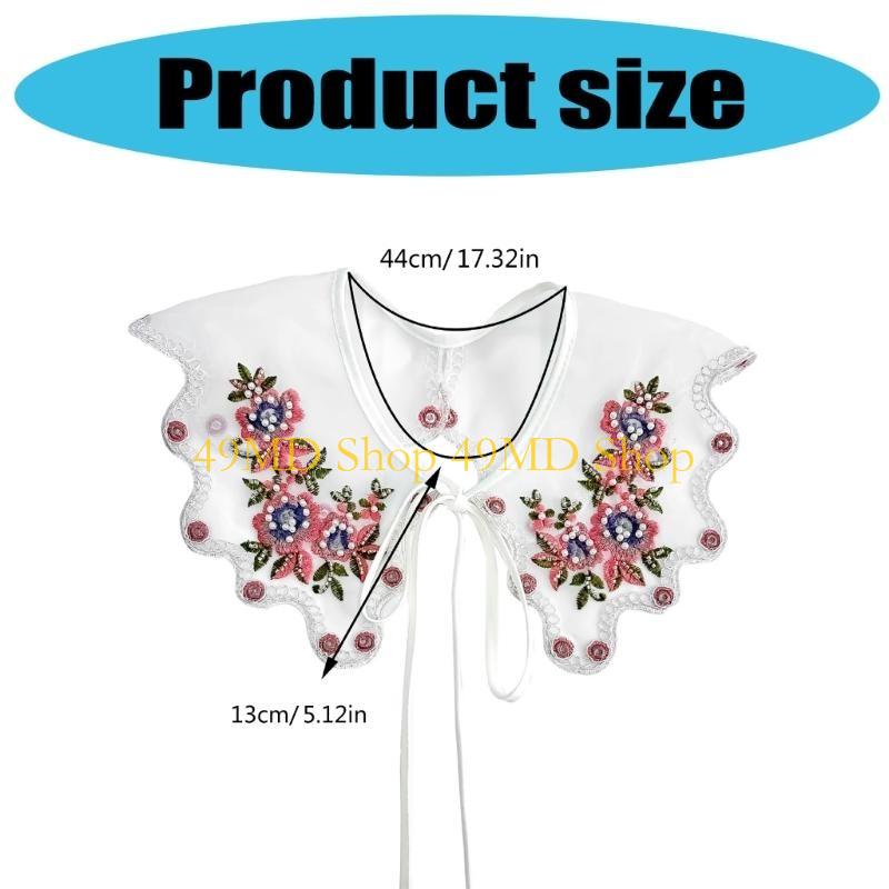 49MD Detachable False Collar Girls Clothes Accessory Half Shirt Oriental Flower