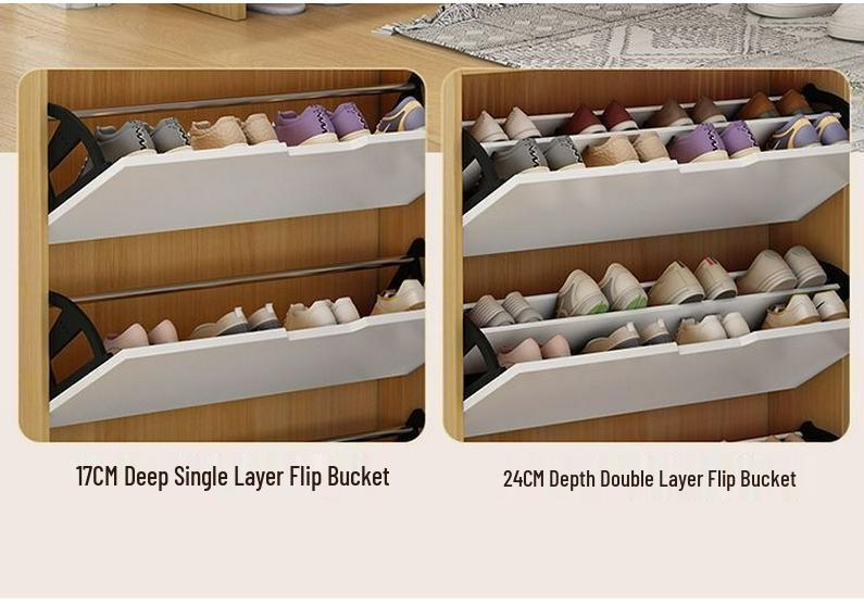 Ultra-Thin Flip-Lid Shoe Cabinet: Space-Saving Multi-Layer Rack for Narrow Entrances, Large Capacity, Economical Storage Solution