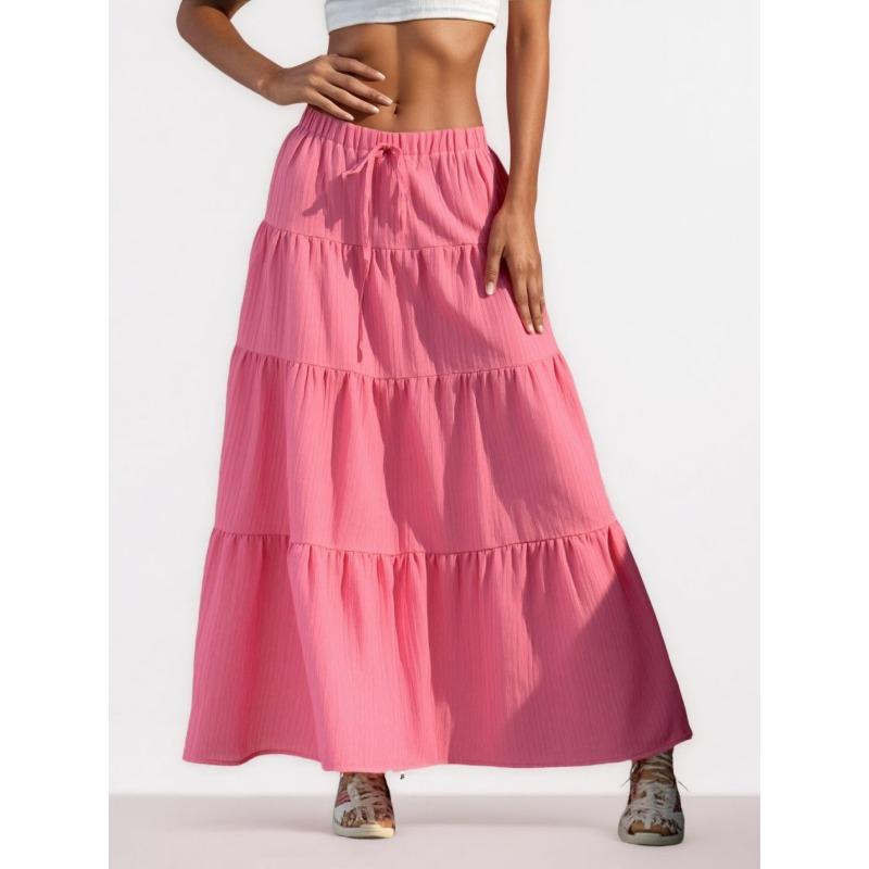 QICED Women's Fashion Casual Solid Color Print  Skirt