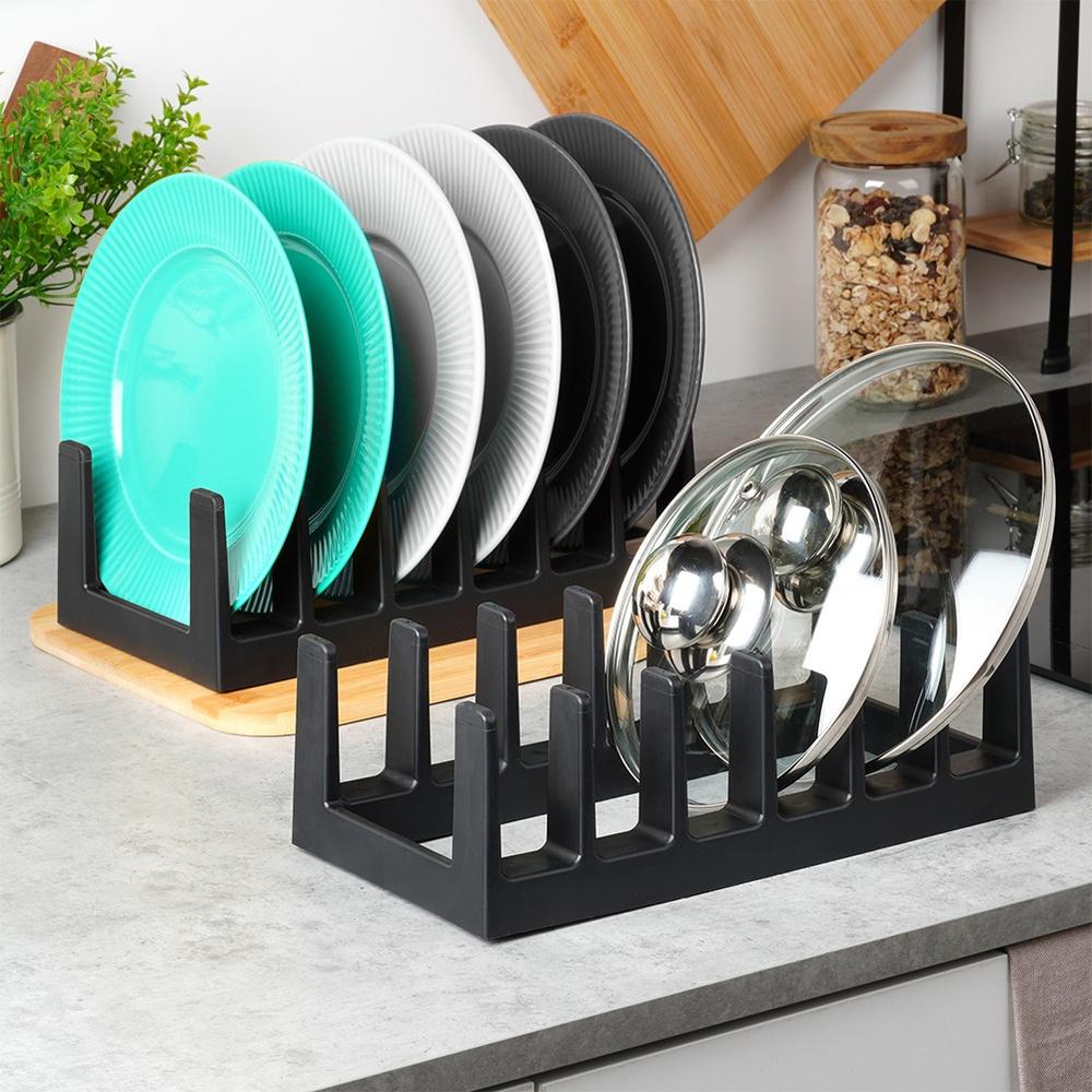 Black Lid Rack for Kitchen Cabinet Drawers