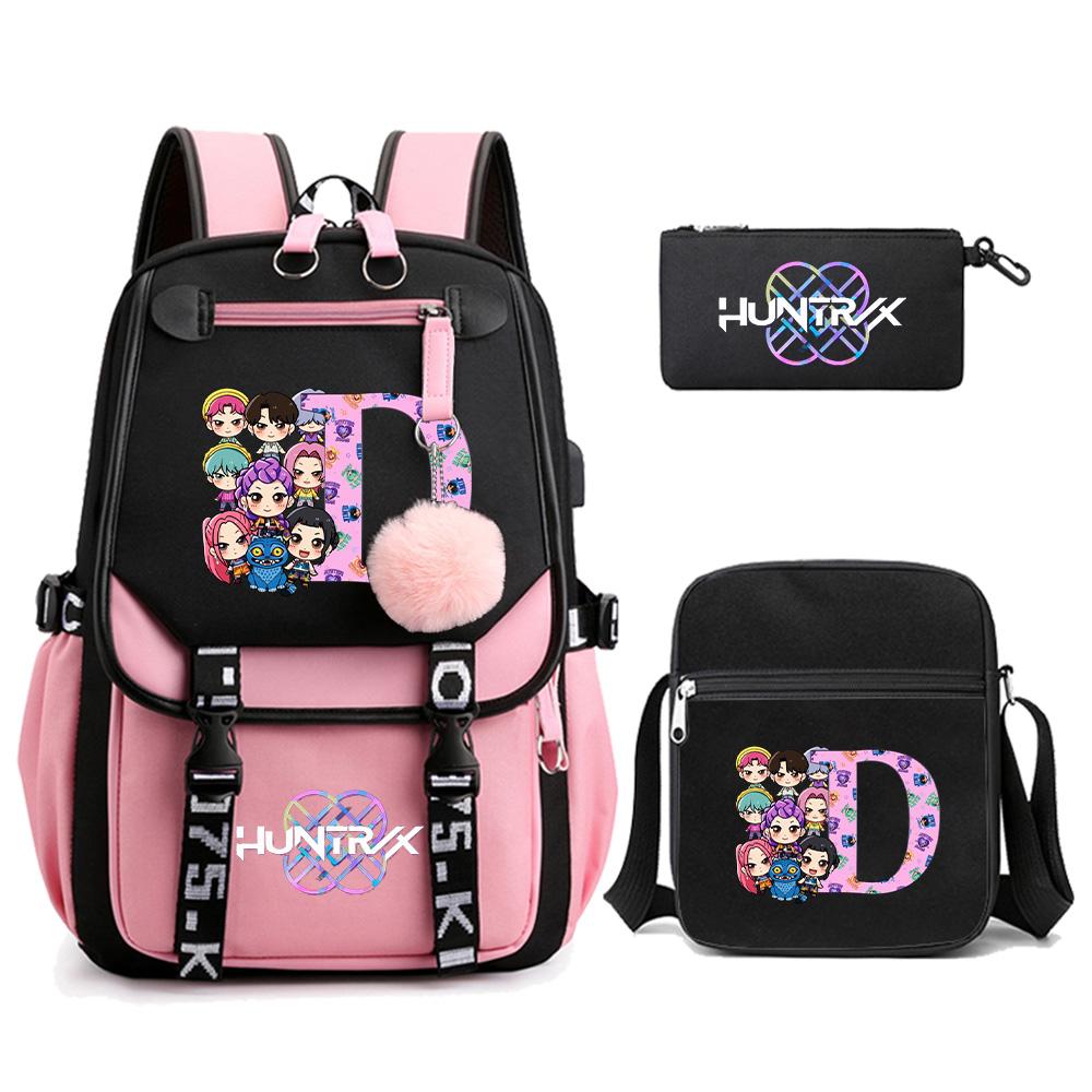 

3Pcs/set Cartoon Kpop Demon Hunters Printed Backpack with Shoulder Bag for Teenager Student Girl Boy Large Capacity Bookbag Travel Bag Kid Gift