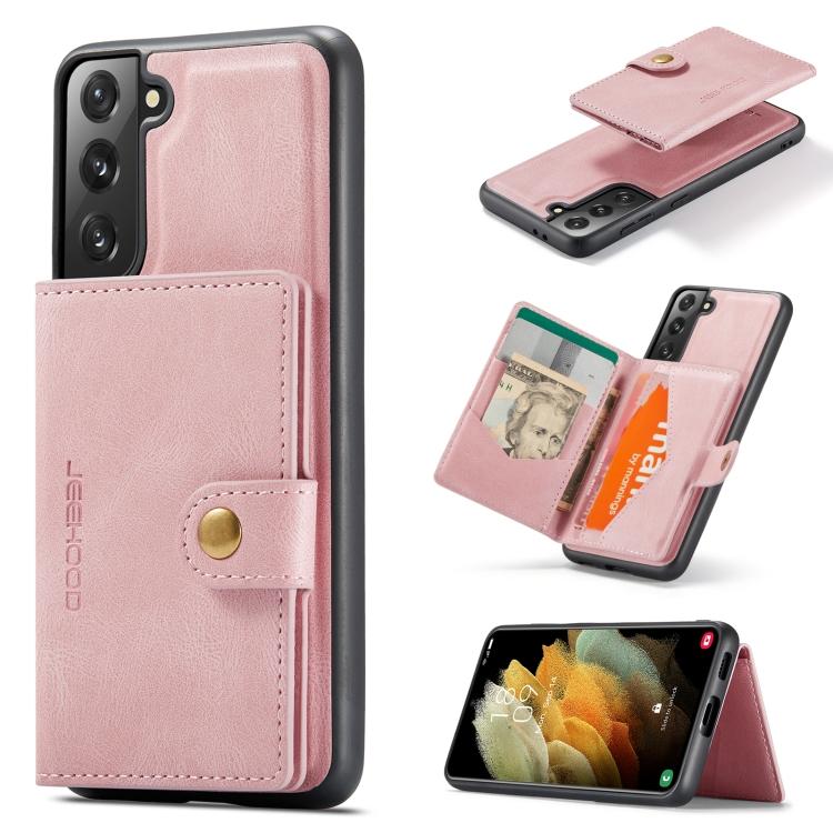 For Samsung Galaxy S21 5G JEEHOOD Retro Magnetic Detachable Protective Case with Wallet & Card Slot & Holder