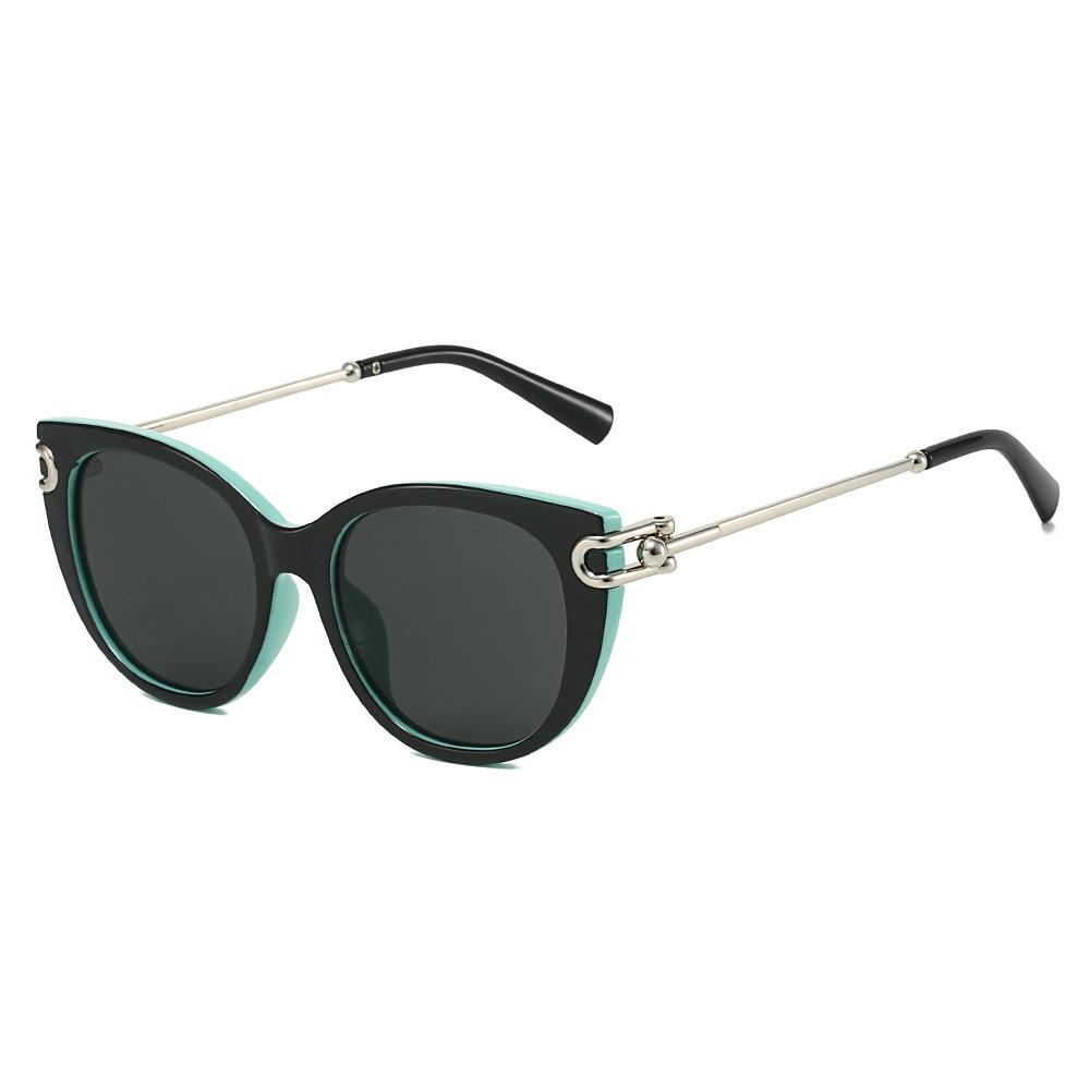 2026 New Two-Tone Sunglasses: Cat-Eye Silhouette, Silver Accents, Stylish Streetwear Piece – High-End Ins-Style Shades