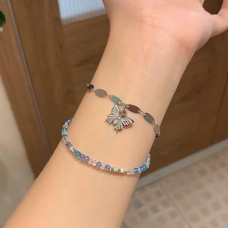 Fashionable Charm Butterfly Bracelet For Women With Blue Artificial Crystals