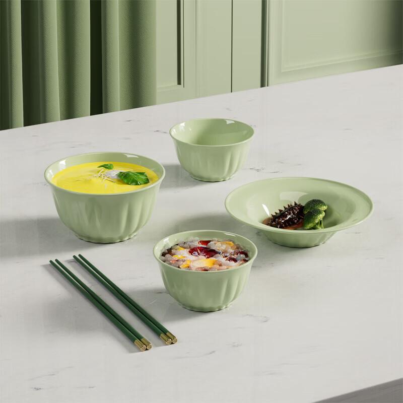 Wan Ting WT-FC-6A Emerald Jade 6-Piece Glass Dinnerware Set