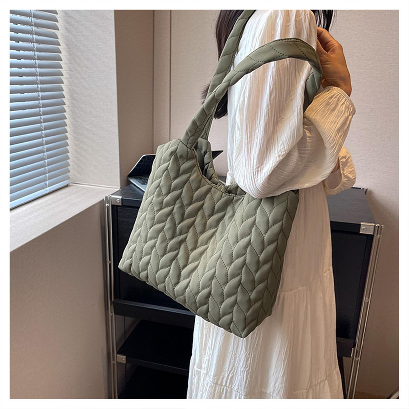 

Женская сумка через плечо из ткани Оксфорд, женская сумка через плечо, складки, вышивка ромбами, сумка под мышкой зелёный