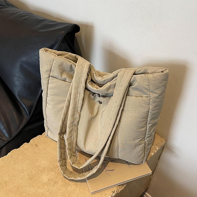 [Tuten] Tote Bag Ladies Shoulder Bag Mothers Bag Plain Color Large Capacity Shoulder Bag Larger Light With Zipper Handbag Commute Commuting To School