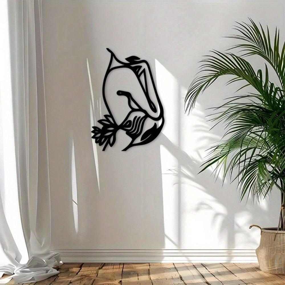 Lotus Flower Metal Wall Art Black Iron Home Decor For Living Room Bedroom Wedding Gift