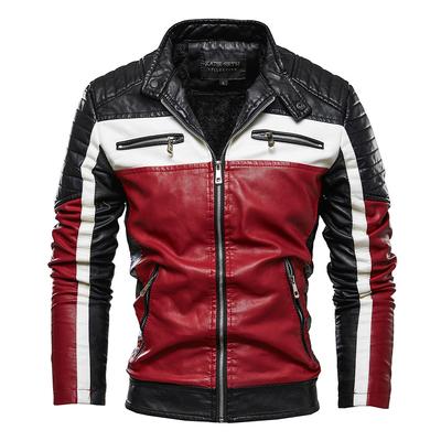 Men's Plush Leather Jacket Men's Trendy Motor Leather Jacket Outwear Men Winter Fashion Casual Biker PU Jacket Coat Man Slim Leather Bomber Jacket