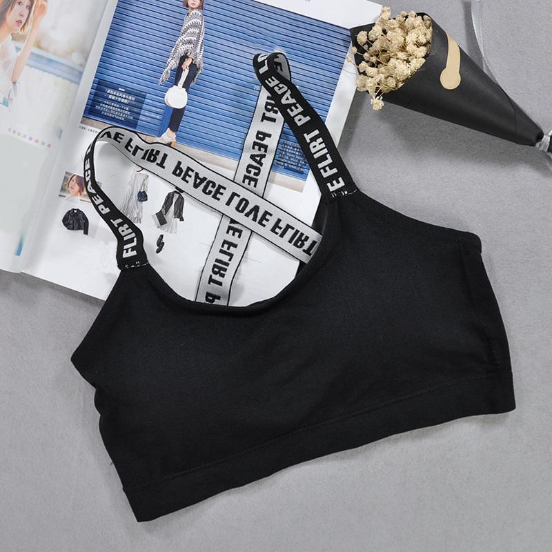 Women Sports Bra Top Letter Print Cross Straps Bra Breathable Tube Tops