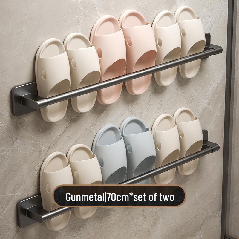 Punch-Free Wall-Mounted Bathroom Slipper Rack and Draining Storage Hanger
