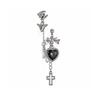 Exquisite Punk Sliver Color Bowknot Cross Crystal Heart Tassel Pendant Stud Earrings Connect Ear Bone Clip for Women Y2k Jewelry