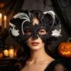 Elastisches Band Bequeme Maske Feder Maskerade Maske, Halloween Halbgesicht Vintage Venezianische Party Leichte Maske Auge für Karneval Kostüm,