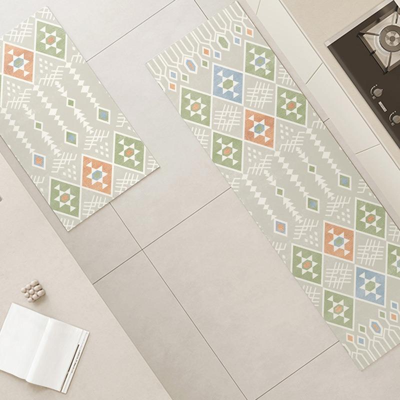

Kitchen Floor Mats Non-slip Waterproof Oil-proof Carpet Colorful Geometric Pattern Long Size Rug Home Decoration Mats 1pc 50x80cm