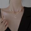 [Onoma] Onm 2-Line Mixed Chain C Necklace Crescent Moon Pendant Necklace (S9594669)