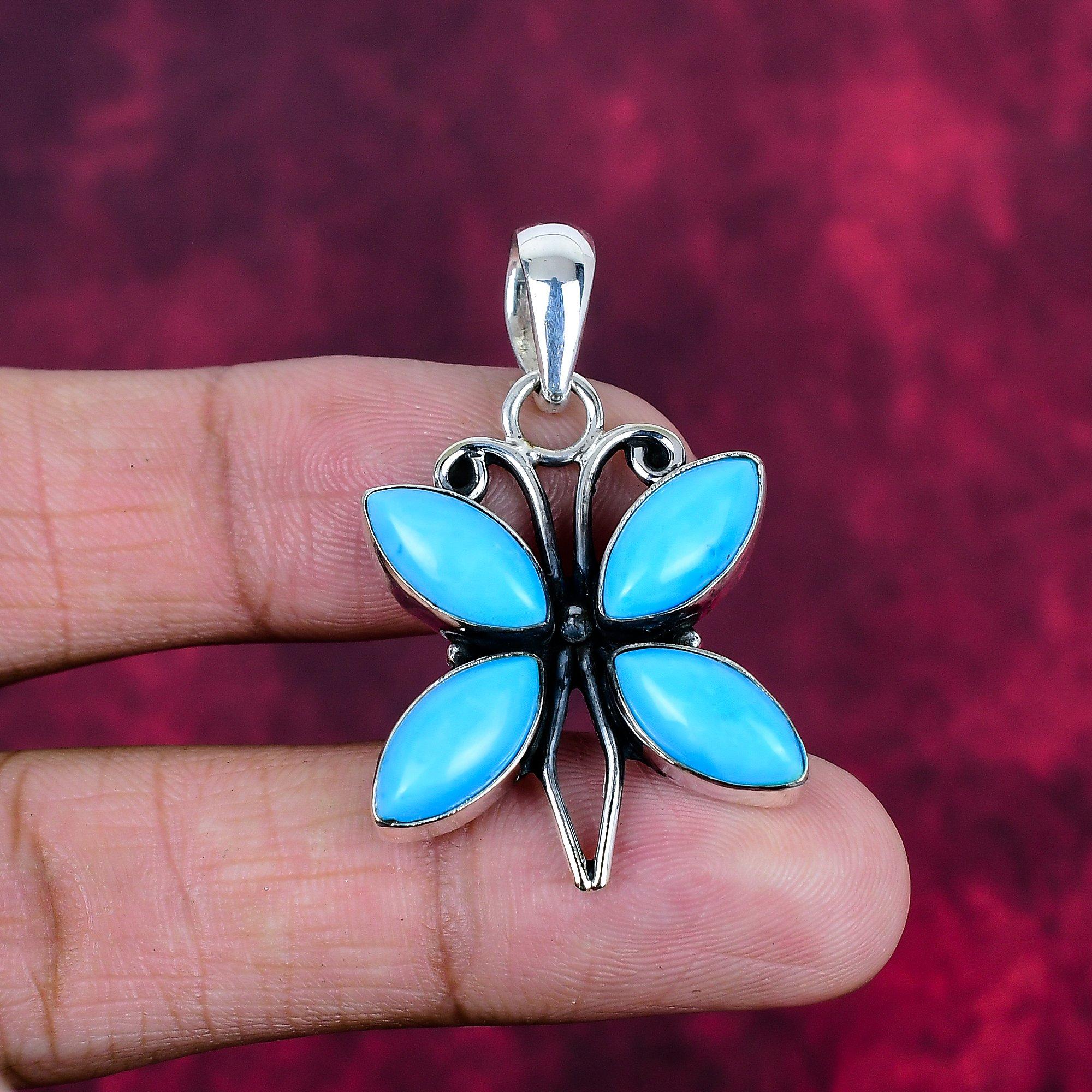 

Подвеска «Спящая красавица» из бирюзы, ювелирные изделия из цельного серебра 925 пробы с драгоценными камнями, подвеска ручной работы, на День благодарения 1.63 Inches синий