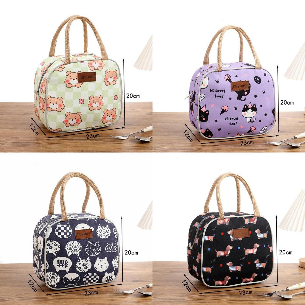 Canvas Lunch Bag Handheld Tote For Office Workers And Students With Zipper Closure