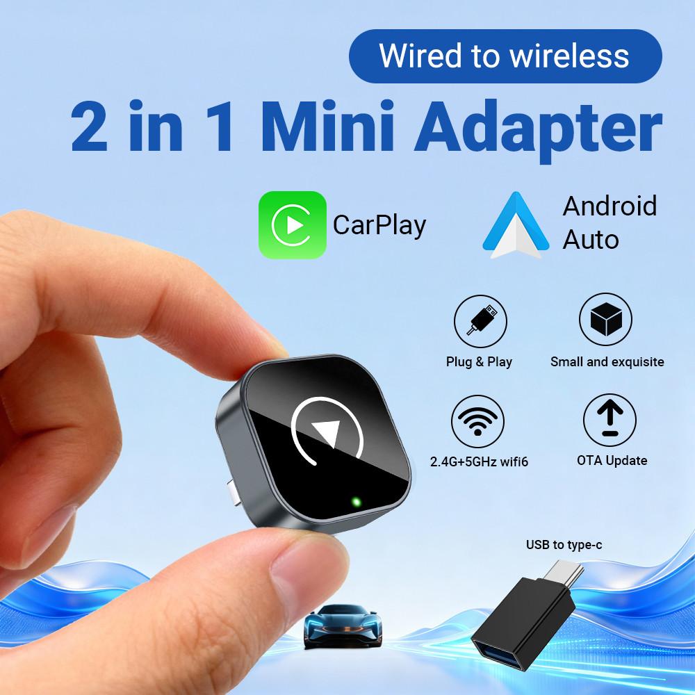 Wireless CarPlay Android Auto Adapter Smart Mini Box Plug and Play WiFi Fast Connect