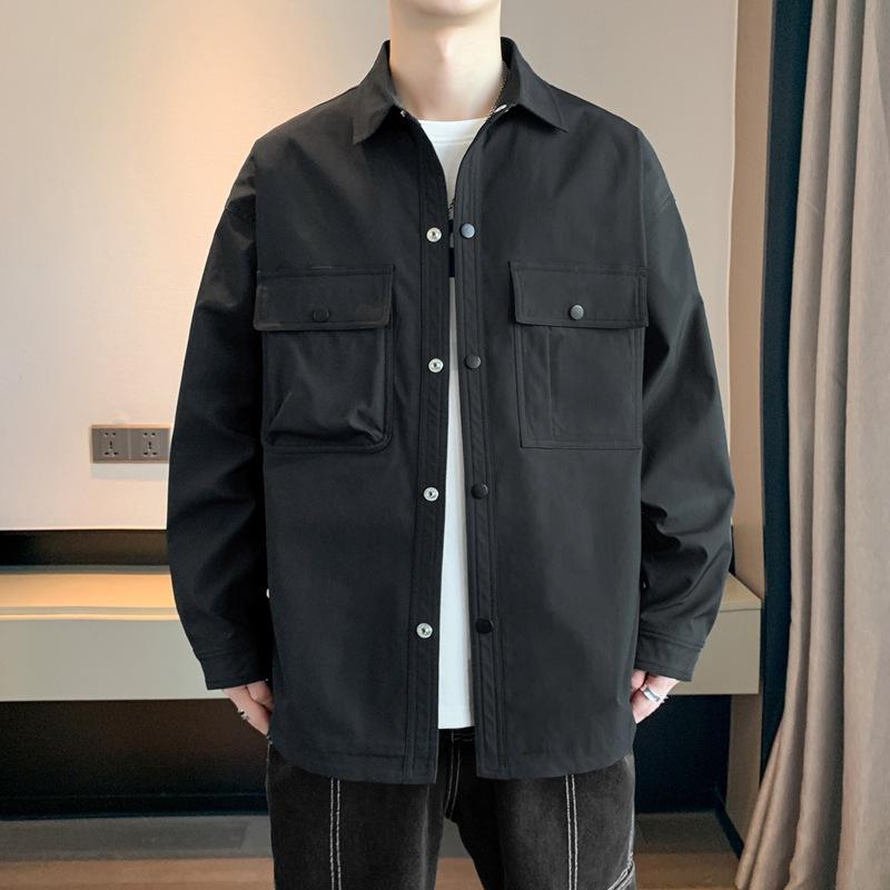 

Красивая рубашка-куртка мужская с лацканами, осенне-зимний новый стиль, мужская корейская повседневная, для молодежи, трендовая, верхняя куртка 5XL