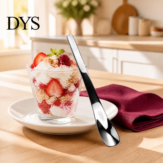 Small Metal Serving Spoon 304 Stainless Steel Ice Cream Spoon, Multi-Purpose Dessert Scraper Ergonomic Kitchen Tableware for Yogurt Jam Oatmeal,
