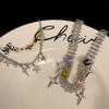 Aesthetic Jewelry Y2k Style Star Pendant Necklace Double Layer Necklace Chain Necklaces Perfect for Wedding Party Daily