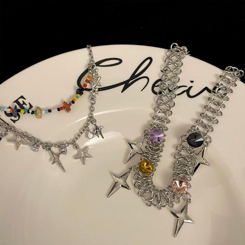 Aesthetic Jewelry Y2k Style Star Pendant Necklace Double Layer Necklace Chain Necklaces Perfect for Wedding Party Daily