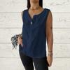 Summer New Loose Vest Shirt for Women V-neck Cotton and Linen Button Top