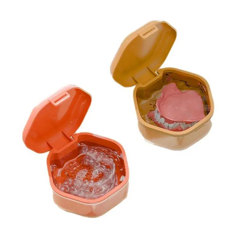 1Pc Orthodontic Retainer Braces Storage Soaking Box Invisible Teeth Denture Cleaning Tooth Storage Container Sealed Case
