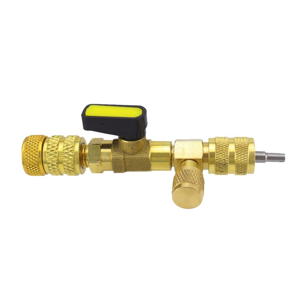 Brass Valve Core Tool for R410A R22 R32 R12 R407 with 1/4 and 5/16 SAE Compatibility and Knurled Grip for Non Slip Operation