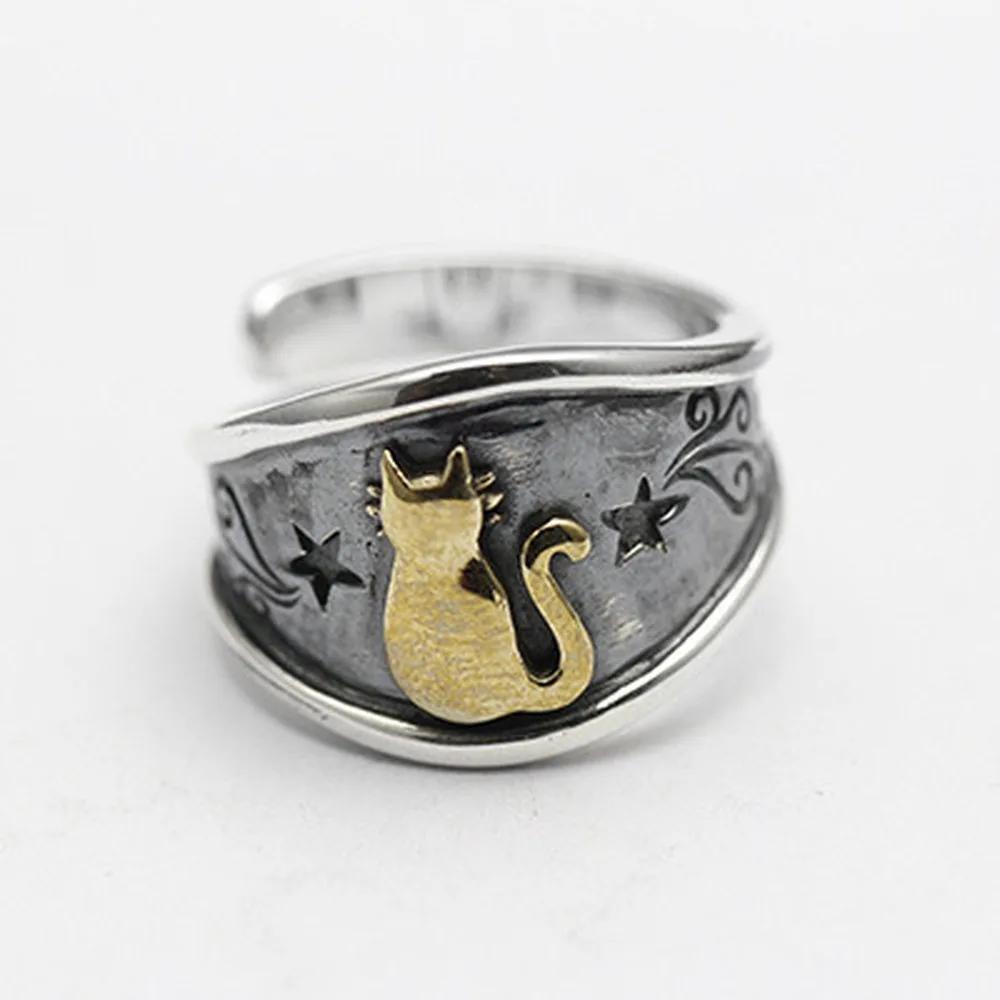 Neue Mode Kreativer Trend Niedliche Sternenkatze Offener Ring Männer und Frauen Retro Persönlichkeit Einfach Nische Hip Hop Party Ring Geschenk Schmuck