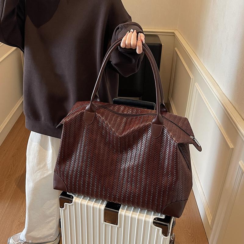Vintage Tote Bag PU Large Capacity Shoulder Bag Women's Travel Bag