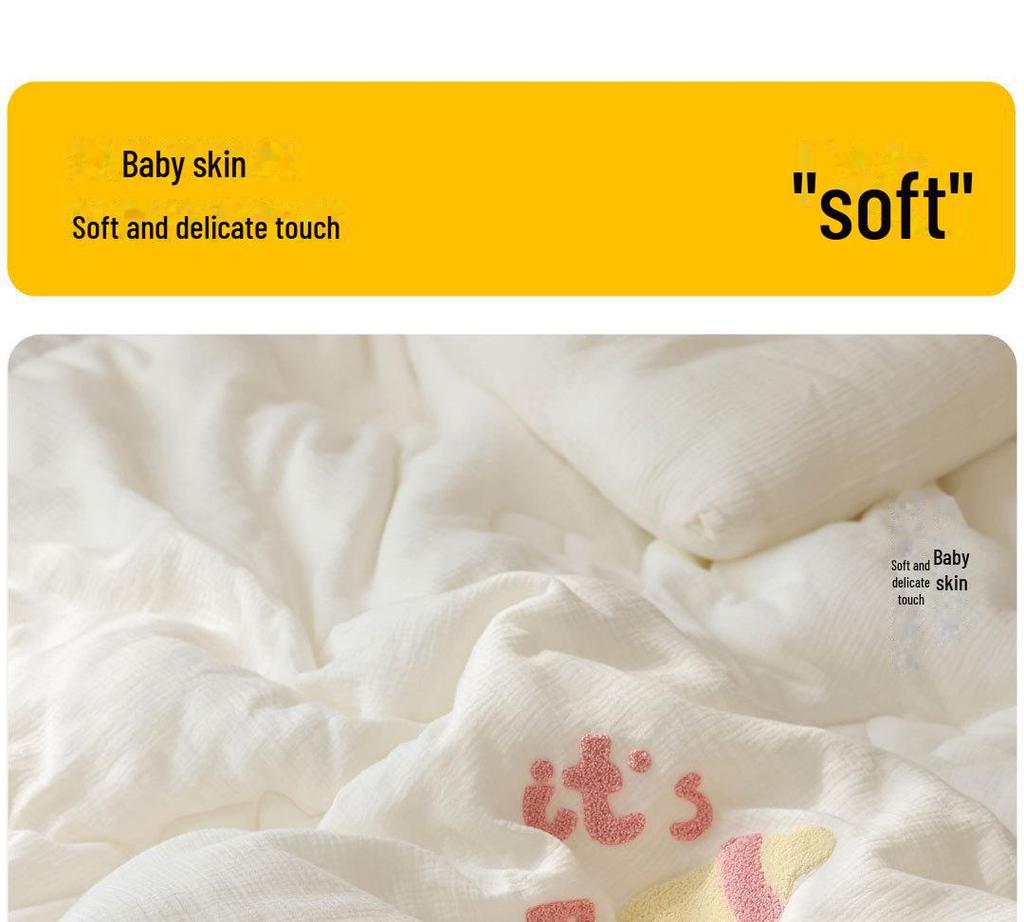 Class A Cotton Double-Layer Quilted Blanket for All Seasons - Lightweight Baby Quilt for Summer, Cozy for Spring/Autumn, Warm Winter Comforter