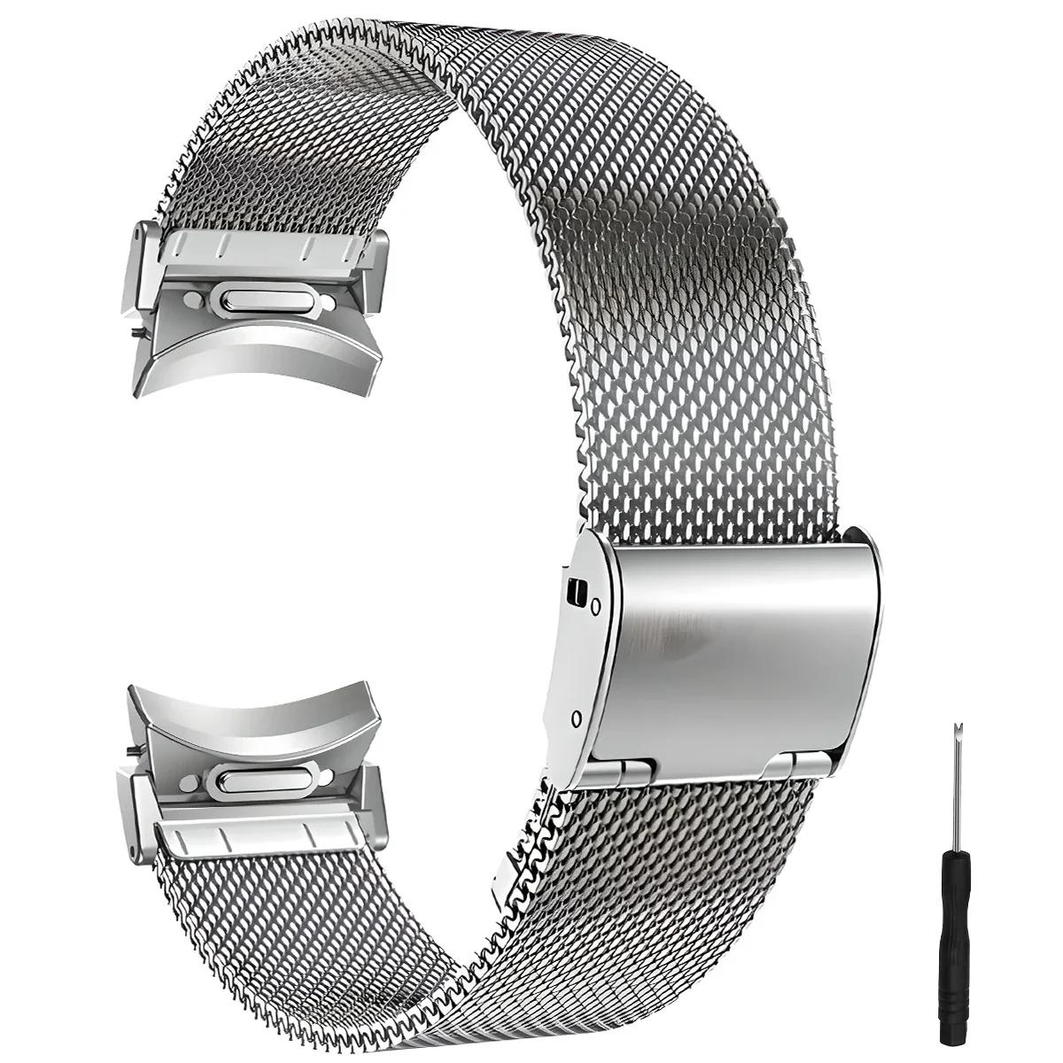 

No Gaps Stainless Steel Strap for Samsung Galaxy Watch 4 5 6 7 40 44mm 6 4 Classic 43mm 47mm Metal Band for Galaxy 5Pro Bracelet Galaxy Watch 7 40mm срібний