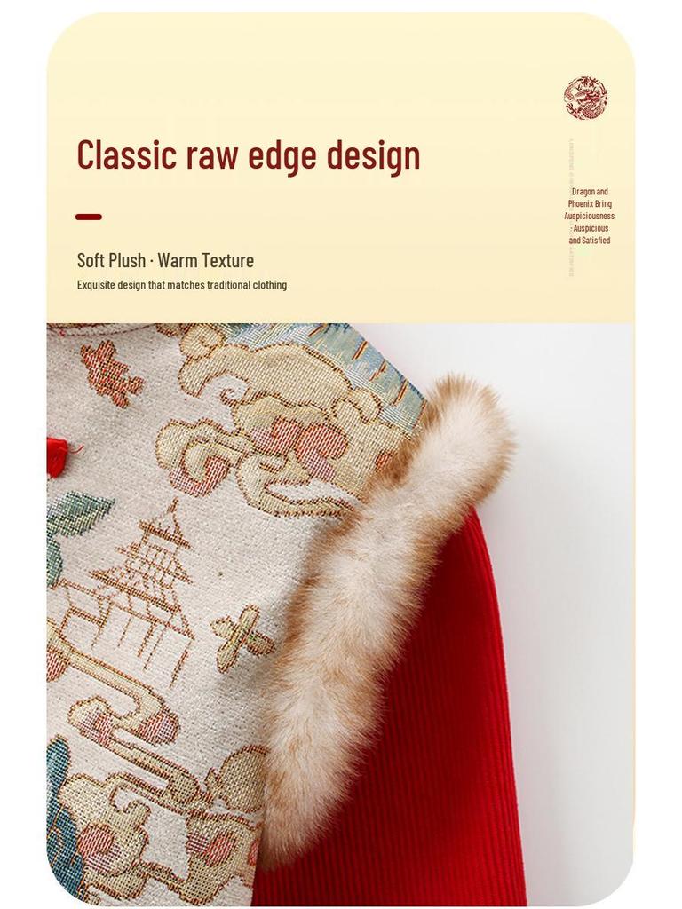 Children's Waterproof Reversible Coveralls: New Year Chinese Style Outerwear & Bib. Dirt-Resistant, Protective for Autumn/Winter.