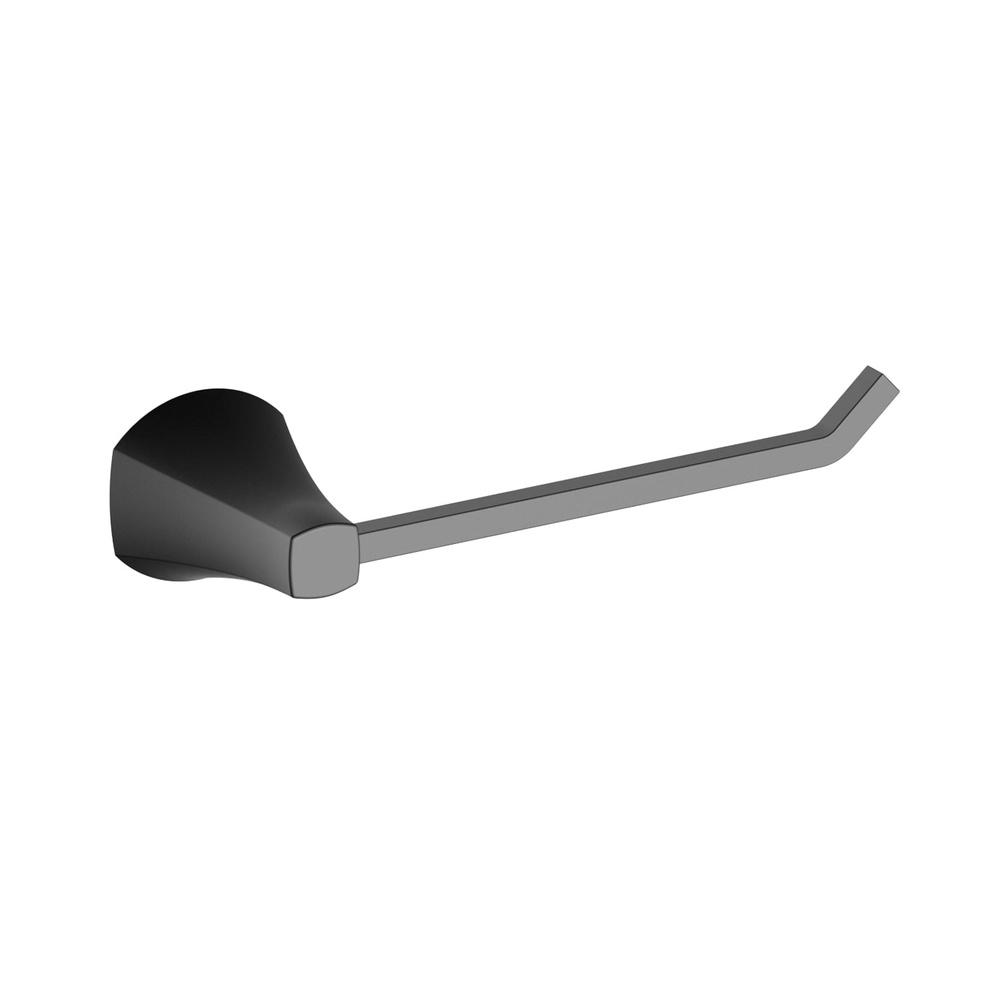 Wall Mount Toilet Paper Holder Matte Black Finish Simple Flare Style Bathroom Accessory Modern Design Hardware Included