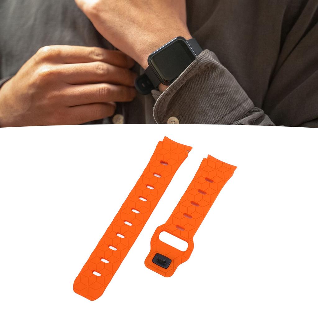 Watch Band Silicone Football Texture Quick Release Dual Color Watch Wristband for Galaxy Watch 6 5 4 Orange