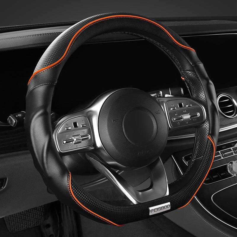 BFA1 Nappa Leather Car Steering Wheel Cover Universal Anti Slip Steering Wheel Covers Car Accessories Carbon Fibre Steering Covers
