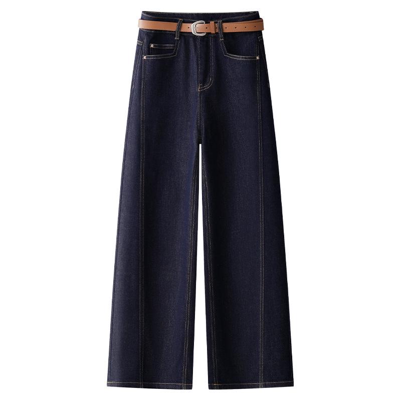 

Women s 2025 Dark Blue High-Waisted Slimming Straight-Leg Jeans for Pear-Shaped Figures - Spring Style 4XL