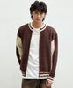 Nod You Varsity Color Block Two-Way Round Zip-Up Knit Jacket [Brown]