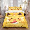 3pcs Cute Pikachu Bedding Set - Includes Quilt Cover and Pillowcases, Suitable for All Seasons, Machine Washable - Ideal Gift for Family and Friends.F