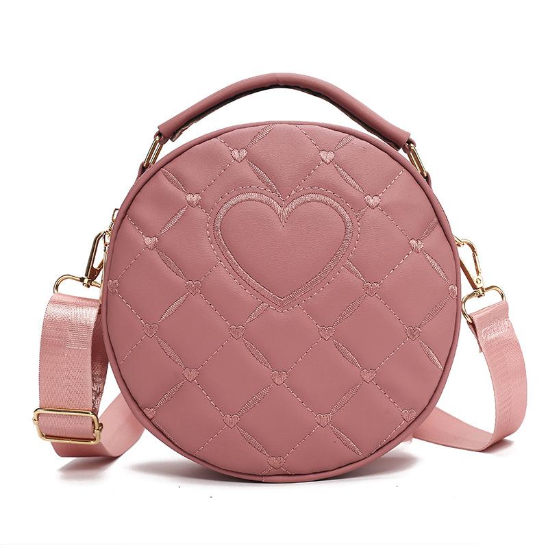 New Summer Round PU Leather Shoulder Bag Niche Design Love Women's Bag Versatile Simple Crossbody Women's Bag