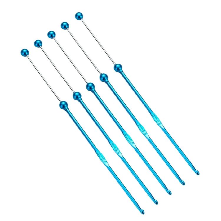 5 Pieces Metal Crochet Needle Beads Crochet Hook Set Metal Knitting Needle Crochet Accessories for Handicrafts