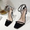 New Fashion Rhinestone Sandals Women Summer Crystal Ankle Strap High Heels Party Wedding Prom Shoes Open Toe Stiletto