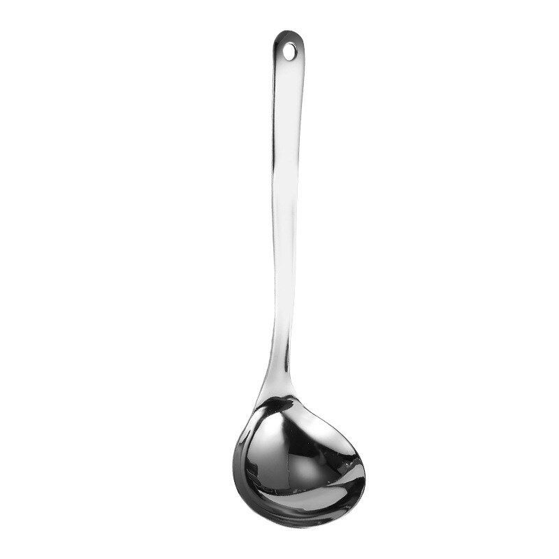 304 Stainless Steel Spoon Set for Home Use, Thickened Long-Handled Large Soup Spoon, Slotted Spoon, Hot Pot Soup Ladle, Small Spoon