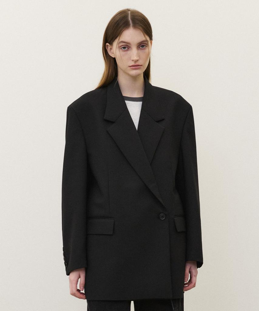 Suare Women Wool Over Double Blazer Black