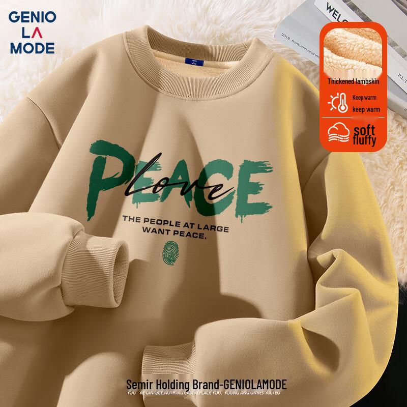 

GENIOLAMODE Men s Heavyweight Fleece-Lined Round Neck Sweatshirt L