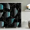Luxury Marble Pattern Shower Curtain Set Bathroom Decor Waterproof Printing Polyester Bath Linen Home Accessories Black Teal Col