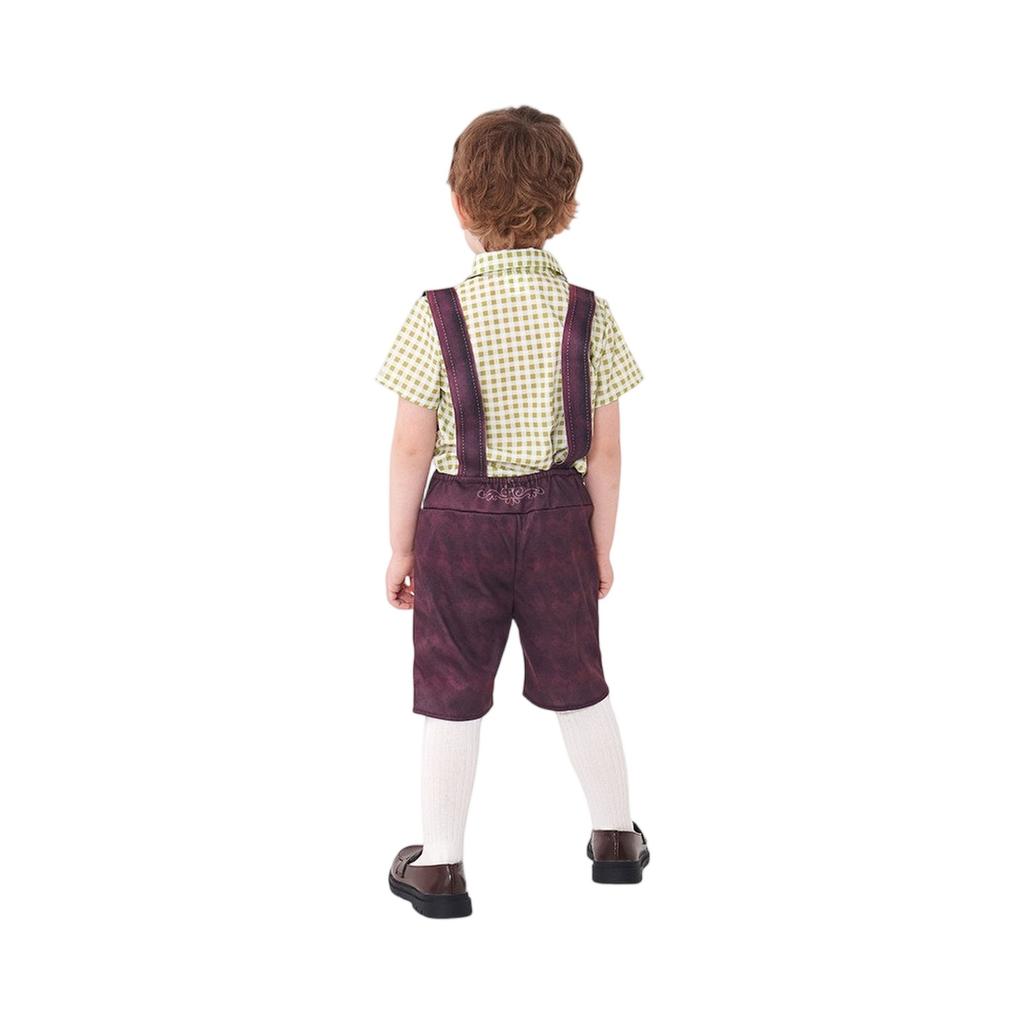 Kids' Checkered Overalls - Folk Festival Performance Outfit