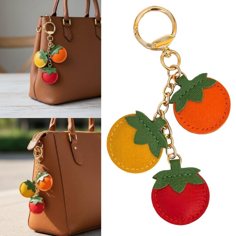 Vibranting PU Tomato Keychain Portable Accessory for Keys Bags Or Car Decoration