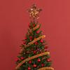 Rattan Star LED Tree Topper, Christmas Tree Topper Decoration, Battery Operated 3 AA Batteries Not Included, Metal Spiral Wire